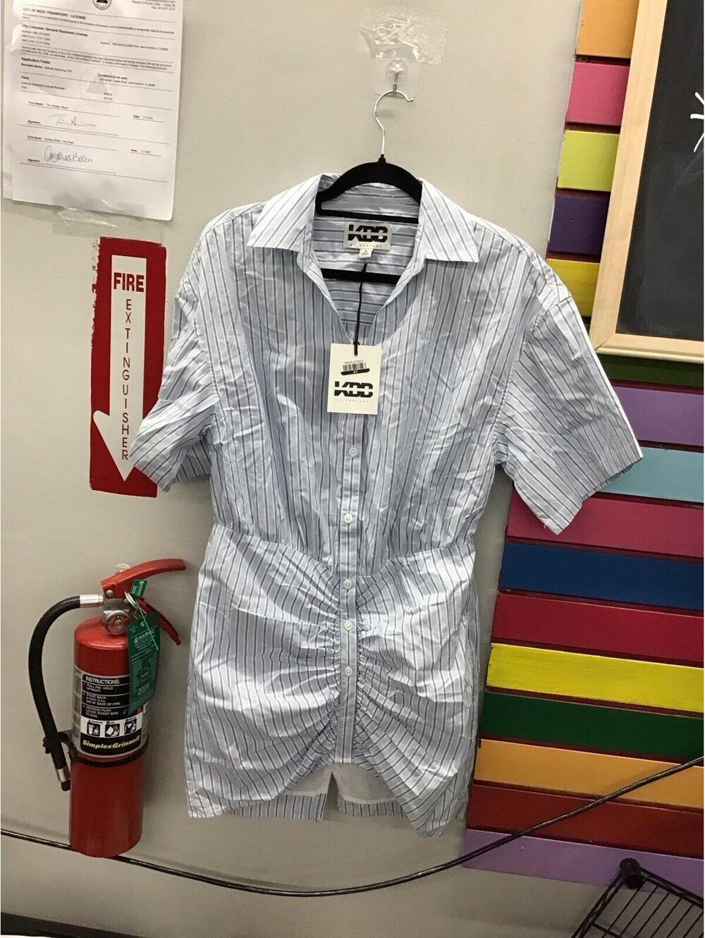Kbb kahlana womens button down dress tunic small light blue new from target